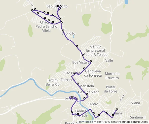 Mapa do itinerário da linha