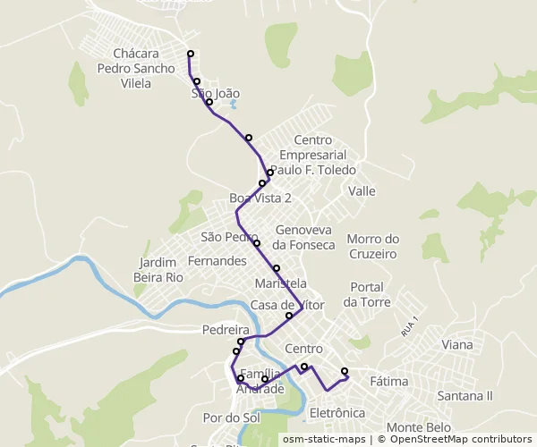 Mapa do itinerário da linha