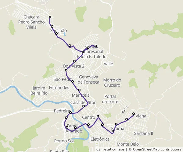 Mapa do itinerário da linha