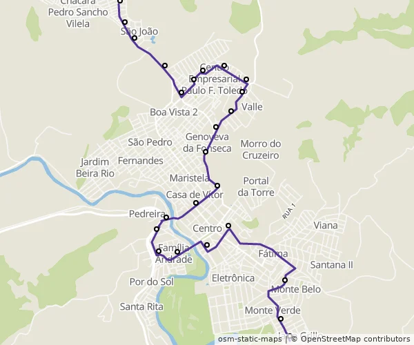 Mapa do itinerário da linha