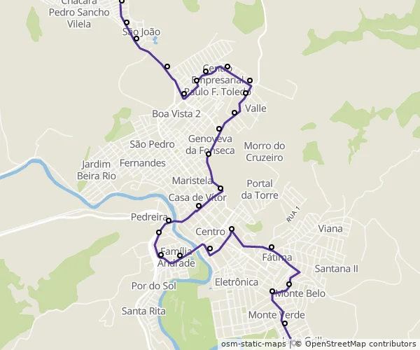 Mapa do itinerário da linha
