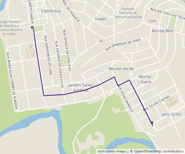Mapa do itinerário da linha