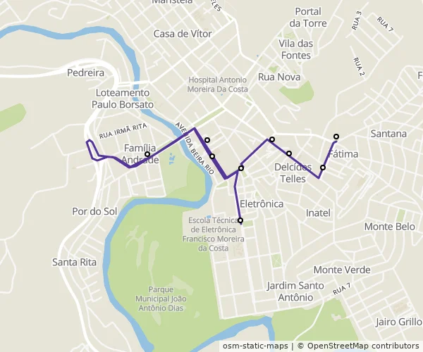 Mapa do itinerário da linha