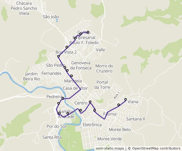 Mapa do itinerário da linha