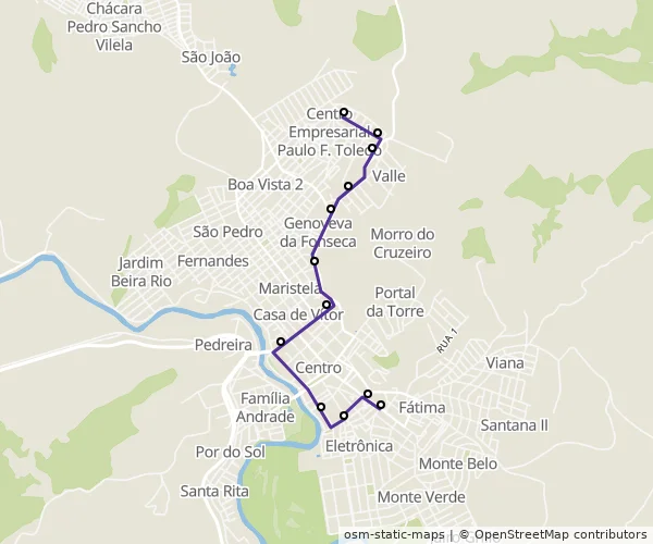 Mapa do itinerário da linha