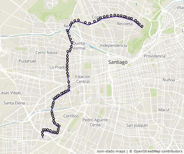 Mapa do itinerário da linha