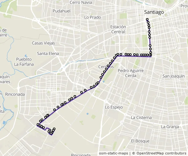 Mapa do itinerário da linha
