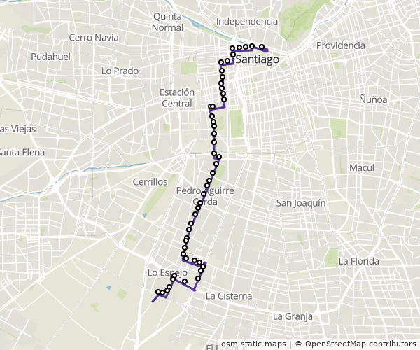 Mapa do itinerário da linha