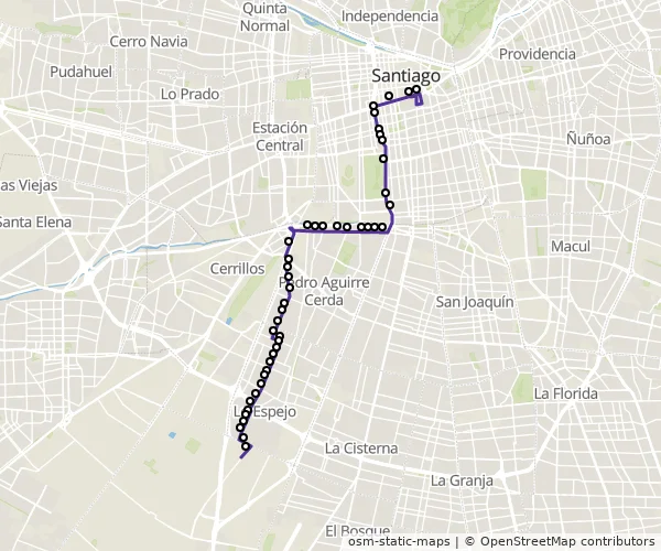 Mapa do itinerário da linha