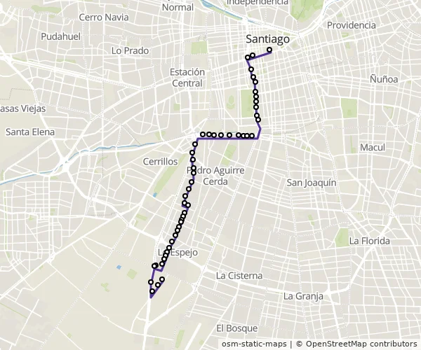 Mapa do itinerário da linha