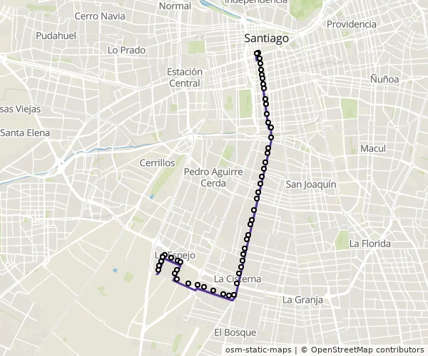 Mapa do itinerário da linha