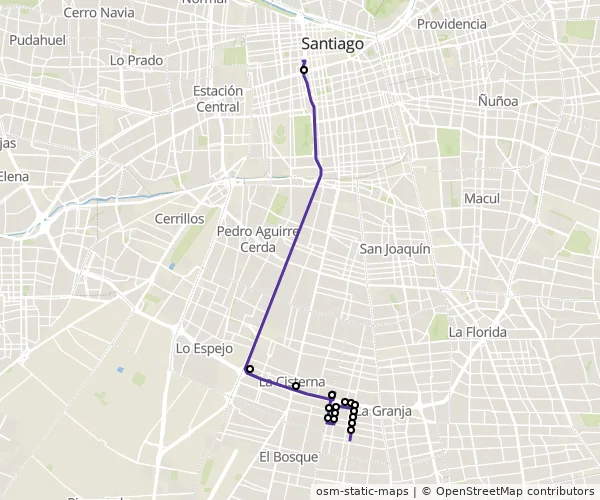 Mapa do itinerário da linha