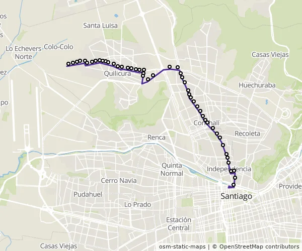 Mapa do itinerário da linha