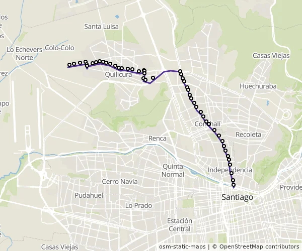 Mapa do itinerário da linha