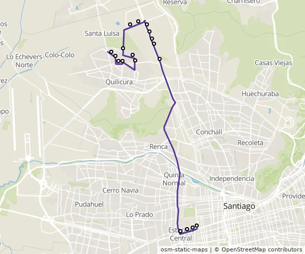 Mapa do itinerário da linha