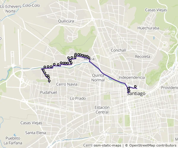 Mapa do itinerário da linha