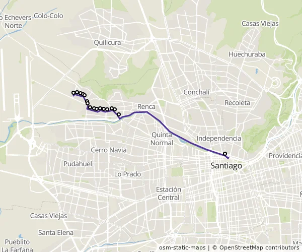 Mapa do itinerário da linha