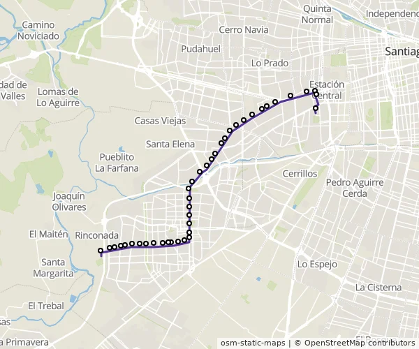 Mapa do itinerário da linha