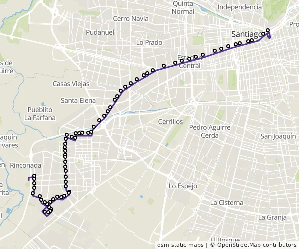 Mapa do itinerário da linha