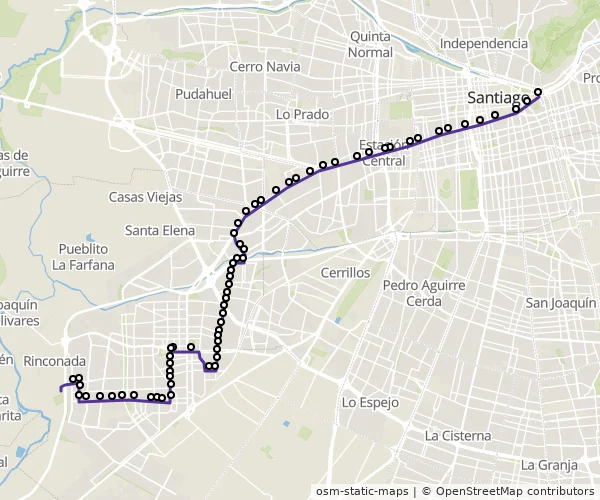 Mapa do itinerário da linha