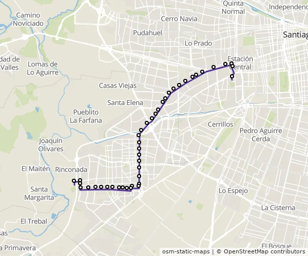 Mapa do itinerário da linha
