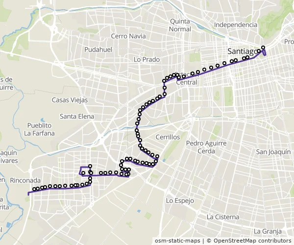 Mapa do itinerário da linha