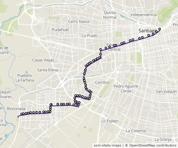 Mapa do itinerário da linha