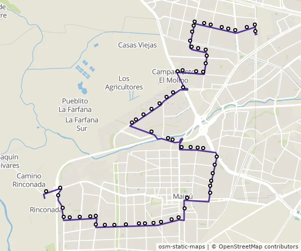 Mapa do itinerário da linha