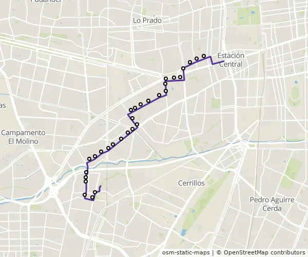 Mapa do itinerário da linha