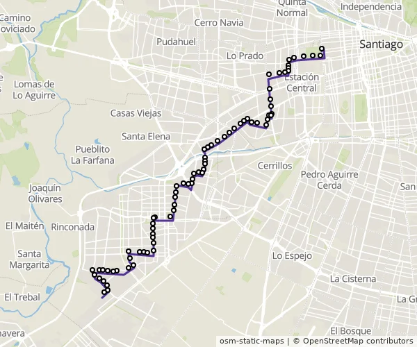 Mapa do itinerário da linha
