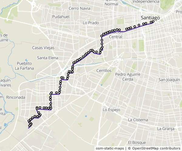 Mapa do itinerário da linha