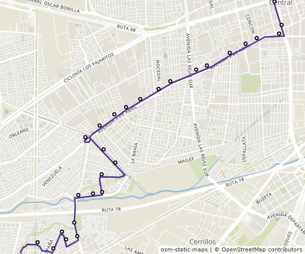Mapa do itinerário da linha