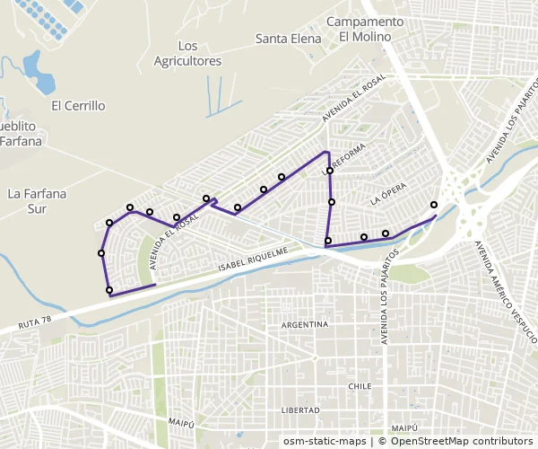 Mapa do itinerário da linha