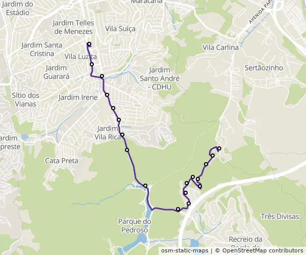 Mapa do itinerário da linha