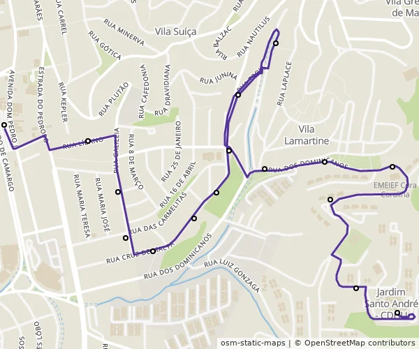 Mapa do itinerário da linha