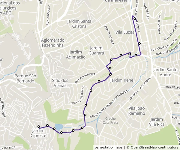 Mapa do itinerário da linha