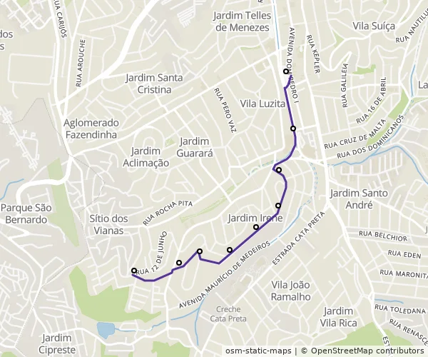 Mapa do itinerário da linha