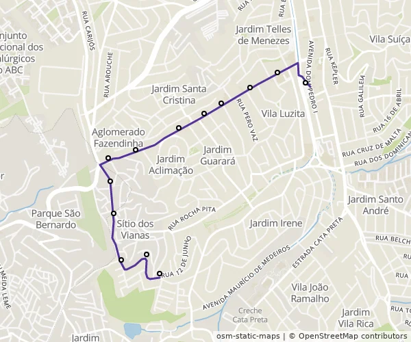 Mapa do itinerário da linha