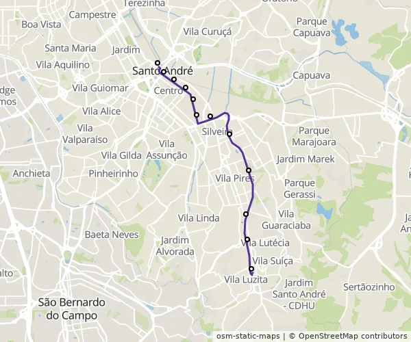Mapa do itinerário da linha