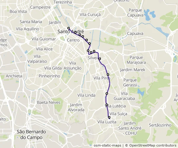 Mapa do itinerário da linha