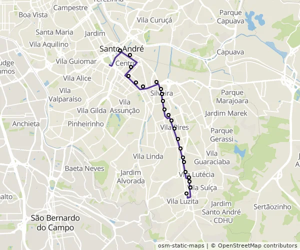 Mapa do itinerário da linha