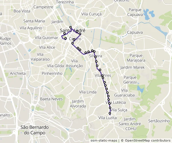 Mapa do itinerário da linha