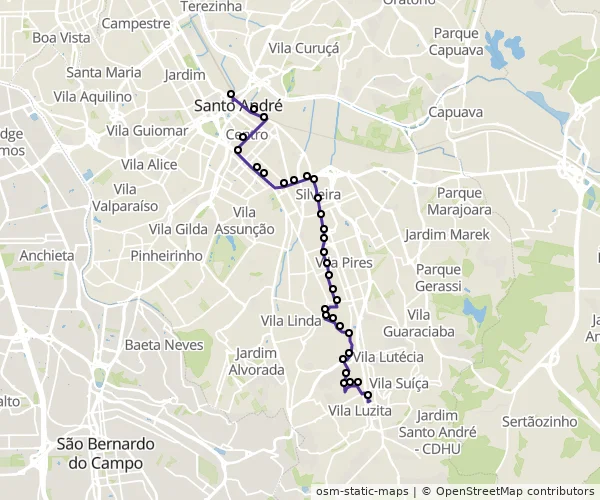 Mapa do itinerário da linha