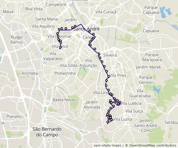 Mapa do itinerário da linha