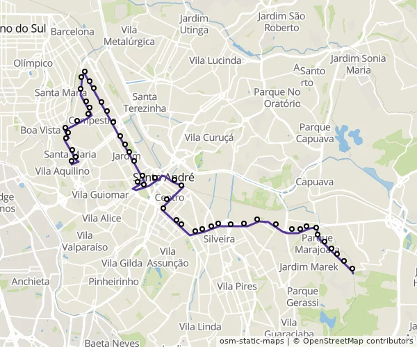 Mapa do itinerário da linha