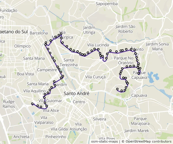 Mapa do itinerário da linha