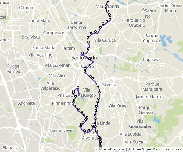 Mapa do itinerário da linha