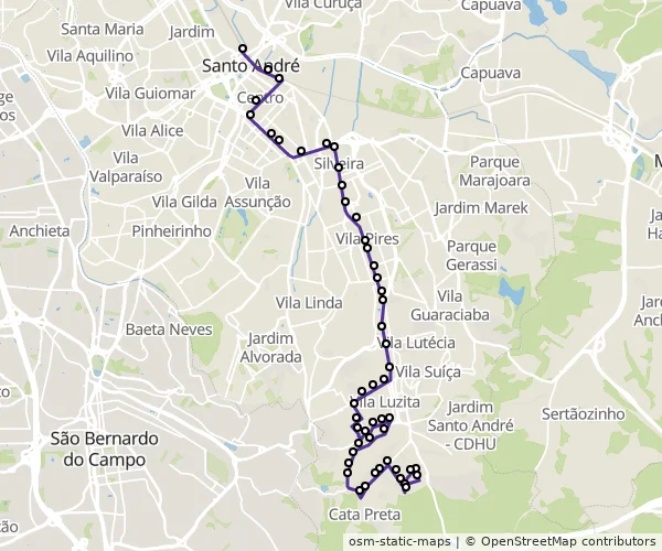 Mapa do itinerário da linha