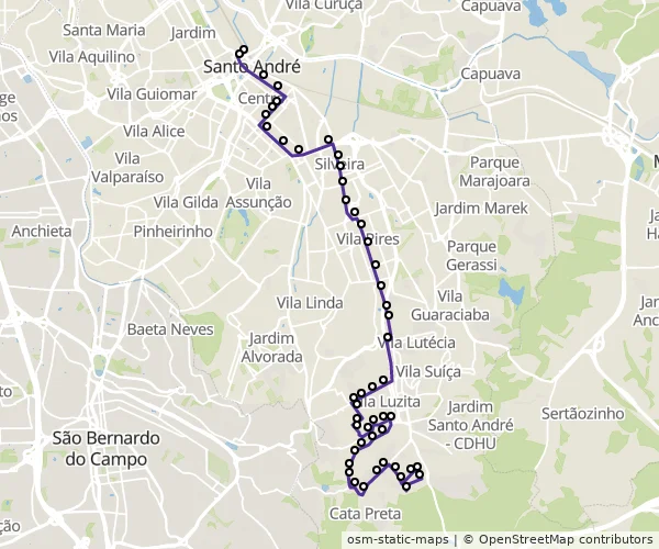 Mapa do itinerário da linha