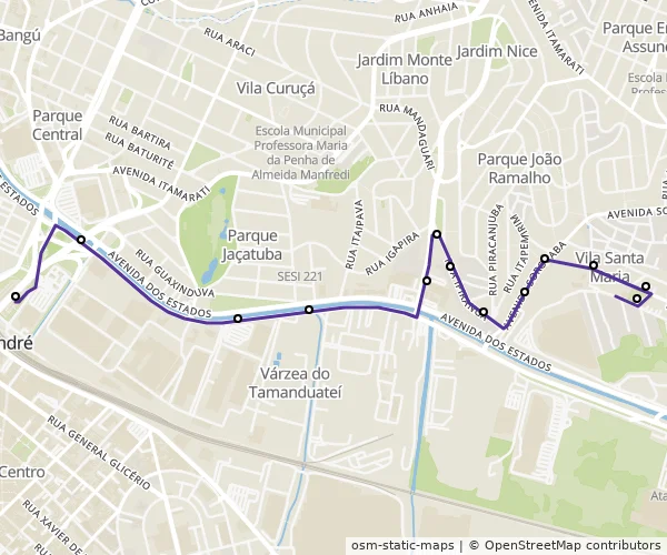 Mapa do itinerário da linha